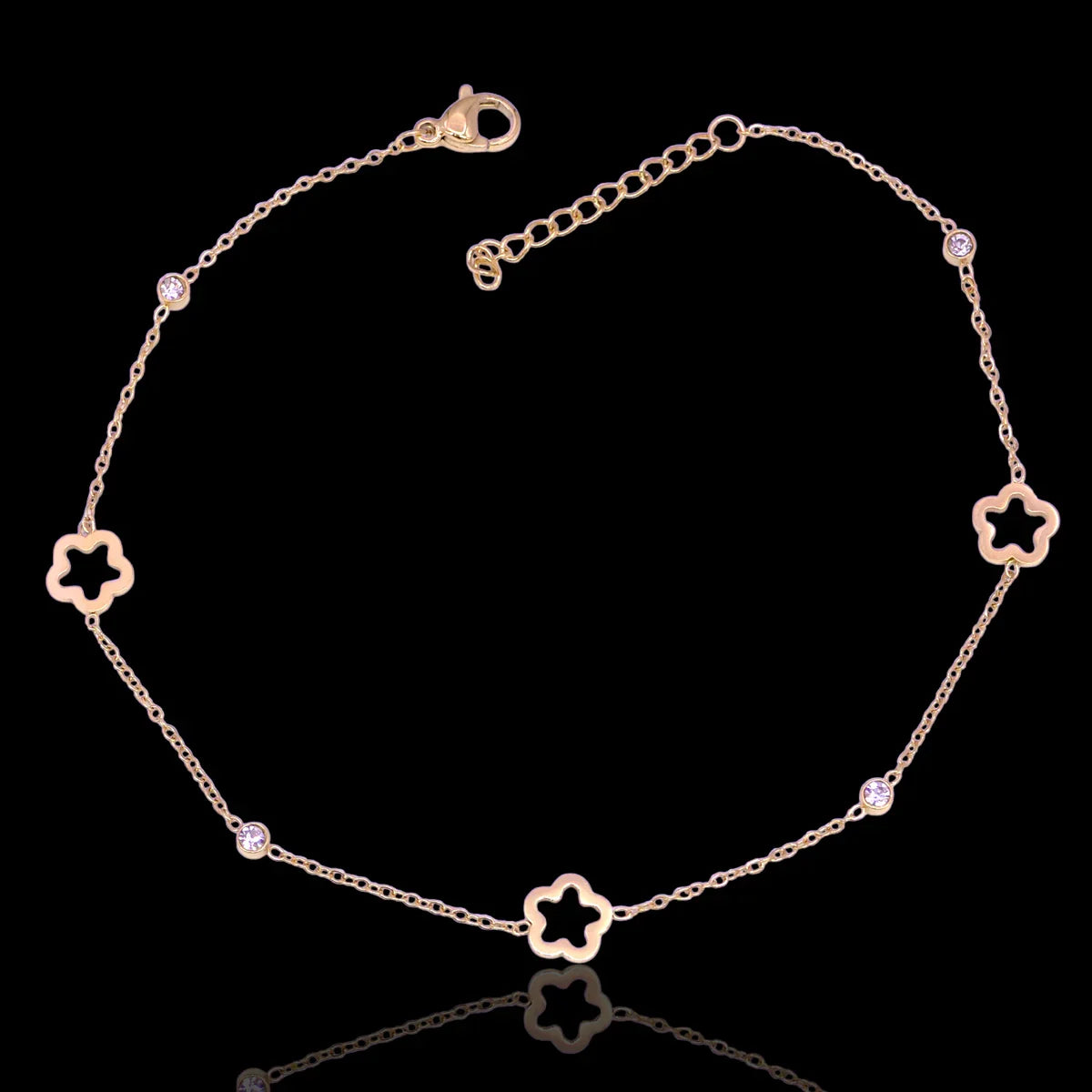 GOLD FILLED STAINLESS STEEL DAISY FLOWER ADJUSTABLE ANKLET