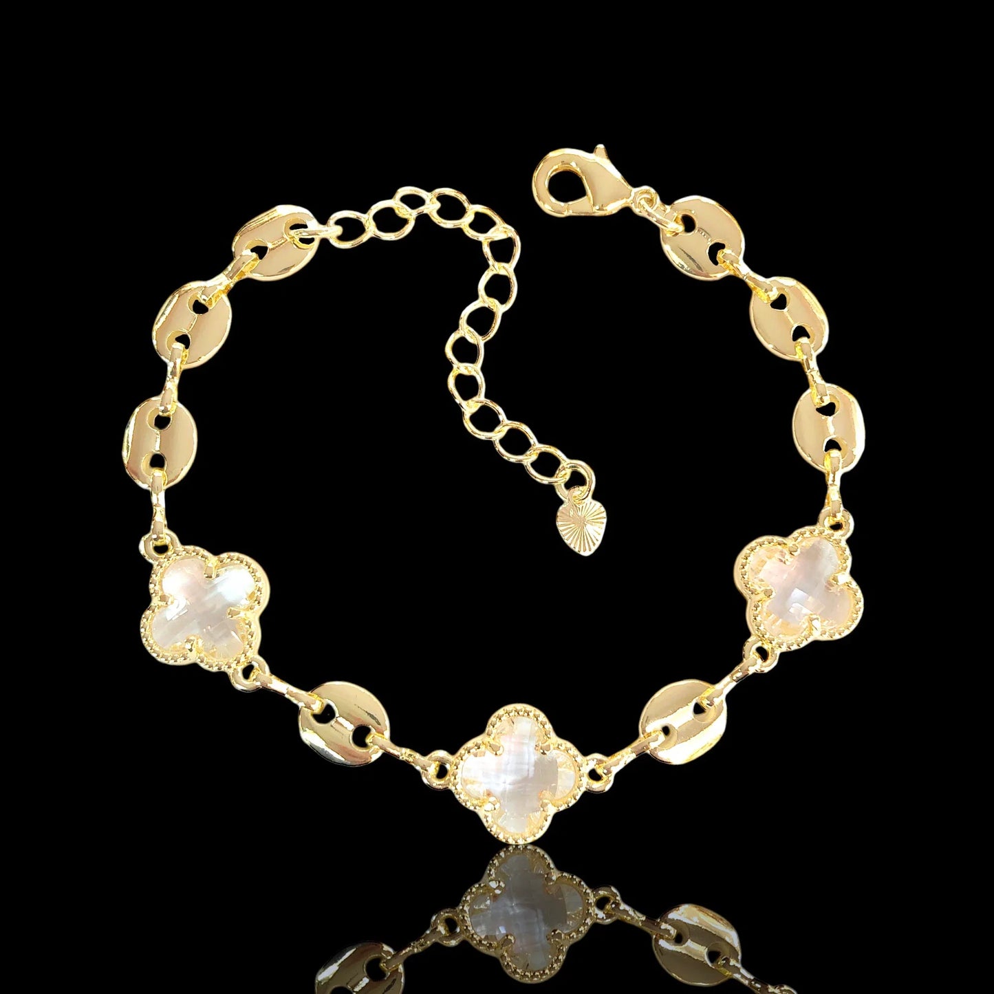 GOLD FILLED LUCKY CRYSTAL CLOVER BRACELET