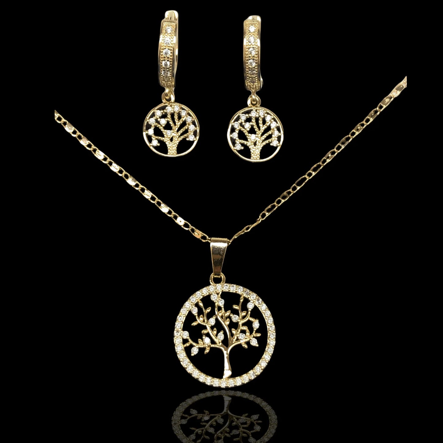 GOLD FILLED NORDIC TREE OF LIFE ZIRCONIA SET