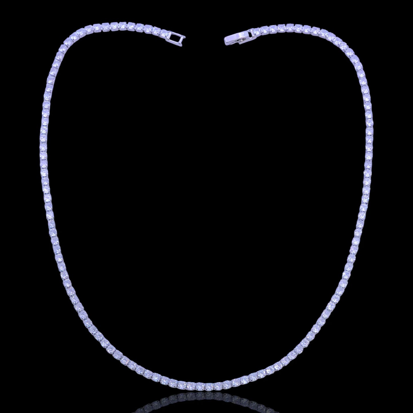 RHODIUM LAYERED 3MM TENNIS NECKLACE