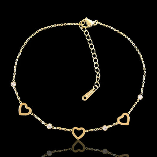 GOLD FILLED STAINLESS STEEL SWEET HEART ADJUSTABLE ANKLET