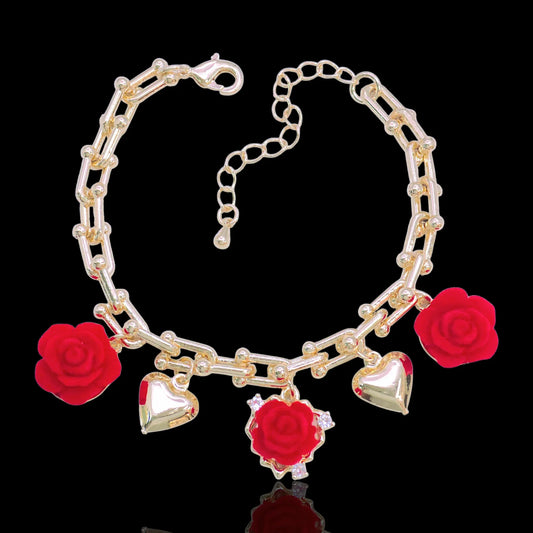 FRENCH CRIMSON ROSE ULINK BRACELET