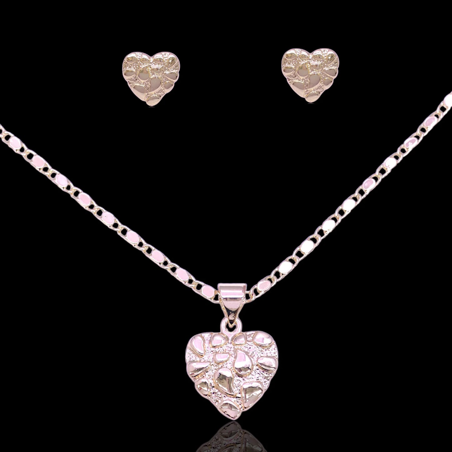 GOLD FILLED NUGGET HEART SET