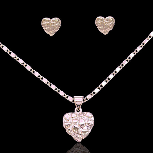 GOLD FILLED NUGGET HEART SET
