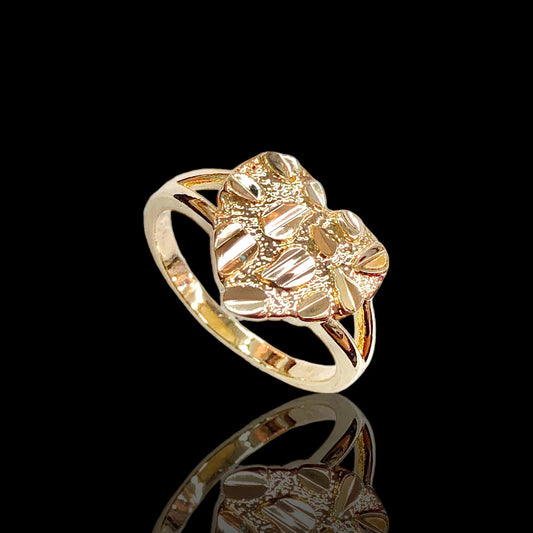 GOLD FILLED DIAMOND NUGGET HEART RING