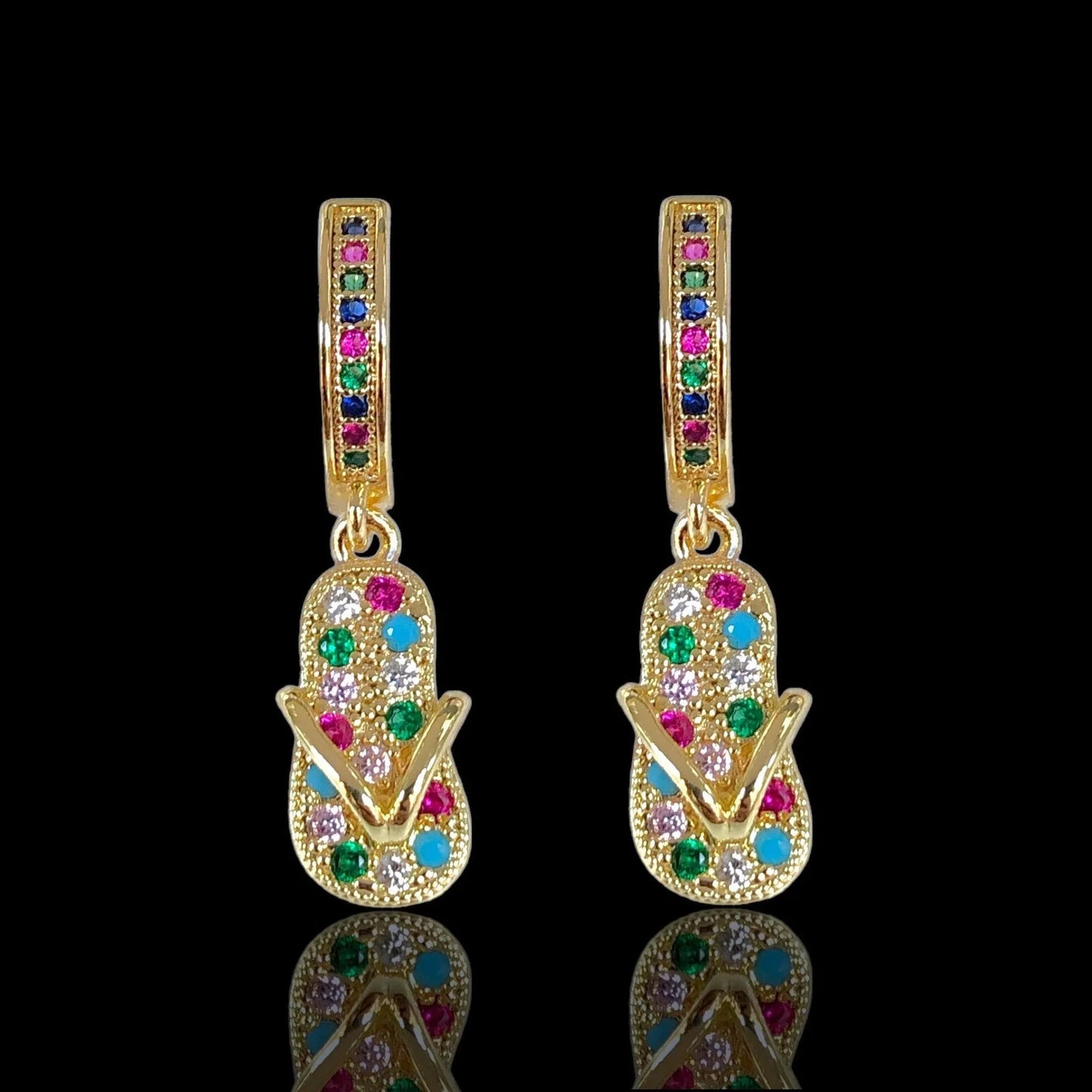 GOLD FILLED GOLDEN SANDALS DANGLE EARRINGS