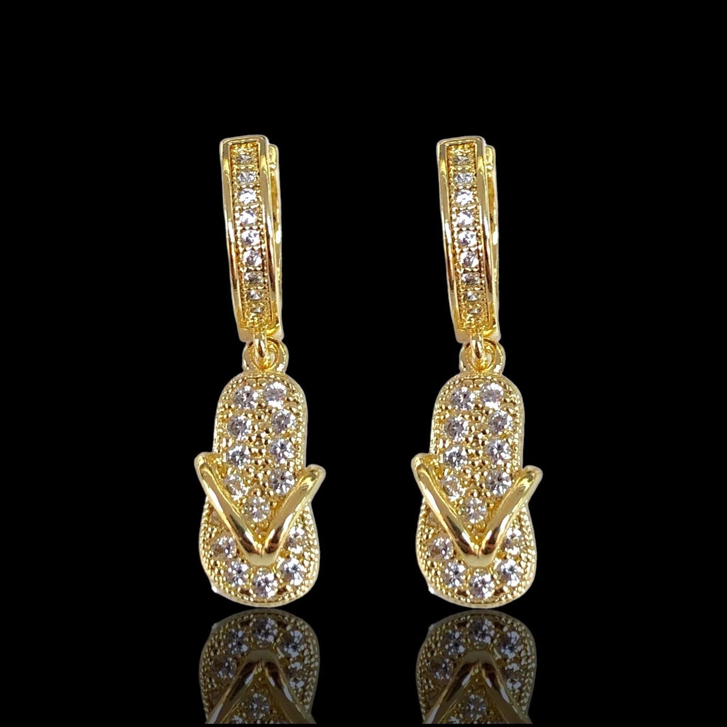 GOLD FILLED GOLDEN SANDALS DANGLE EARRINGS
