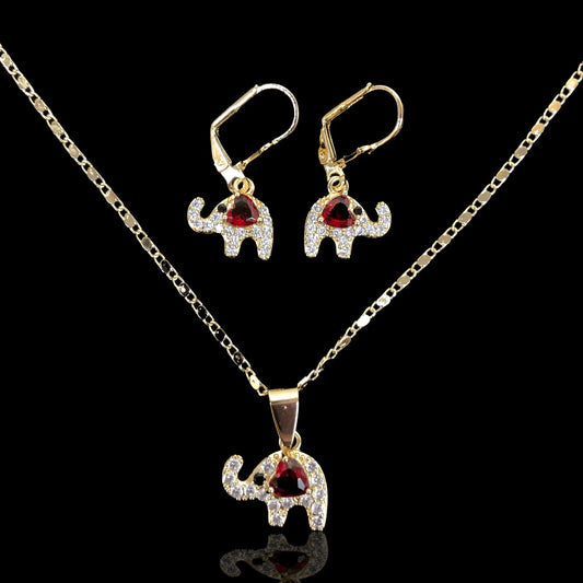 GOLD FILLED HAPPY BABY ELEPHANT ZIRCONIA SET