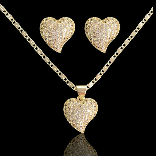 GOLD FILLED MILANO AMOR HEART ZIRCONIA SET