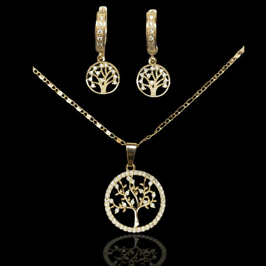 GOLD FILLED NORDIC TREE OF LIFE ZIRCONIA SET
