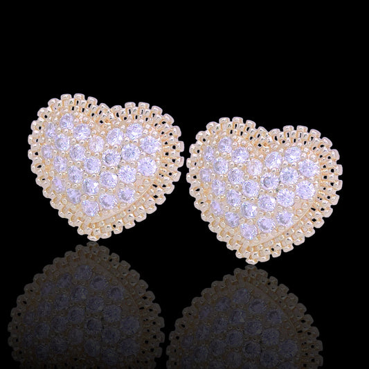 GOLD FILLED PARIS ROLX HEART STUD EARRINGS