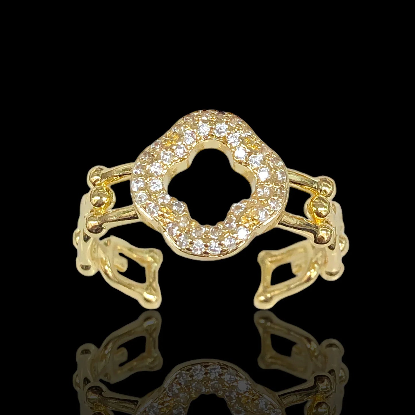 GOLD FILLED MILANO CLOVER ADJUSTABLE RING