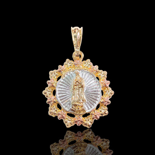 18K Gold Filled Tricolor Rose Guadalupe Pendant