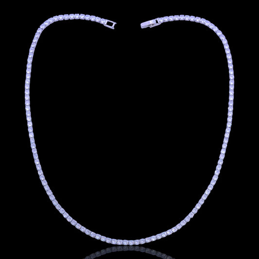 RHODIUM LAYERED 3MM TENNIS NECKLACE